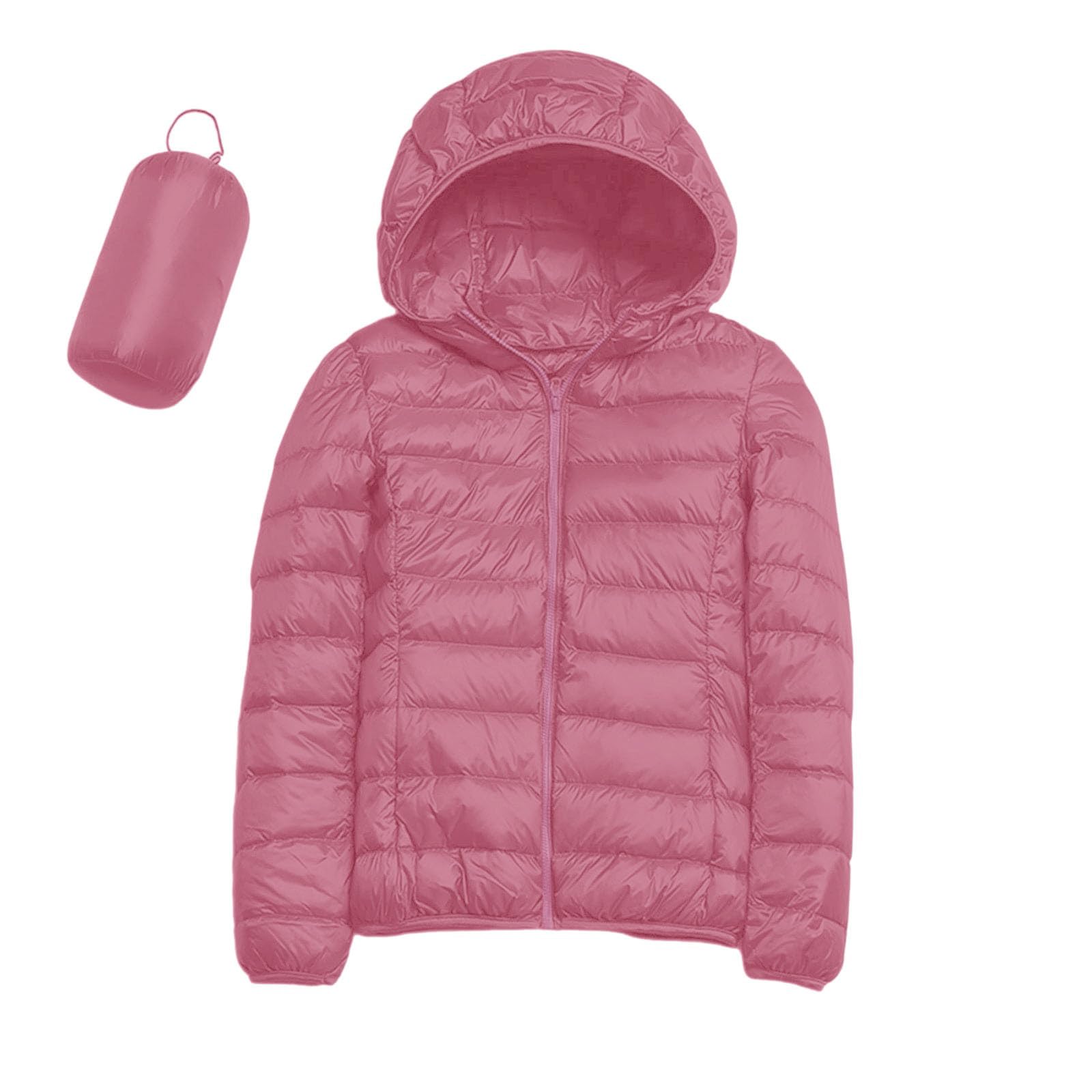 Manteau léger imperméable coupe-vent parka d'hiver rose S - 5