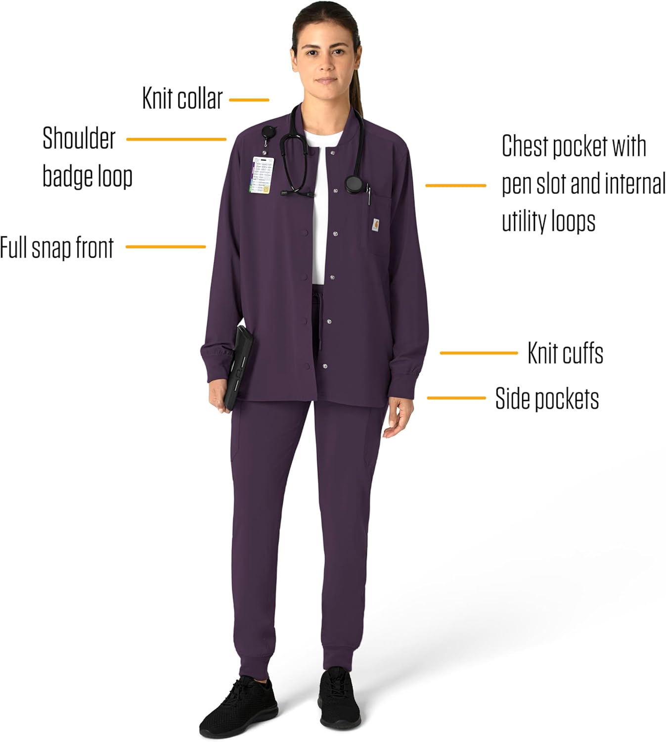 Carhartt Force Cross-Flex Women's Shirt Jacket - Black Plum, M - Image 2