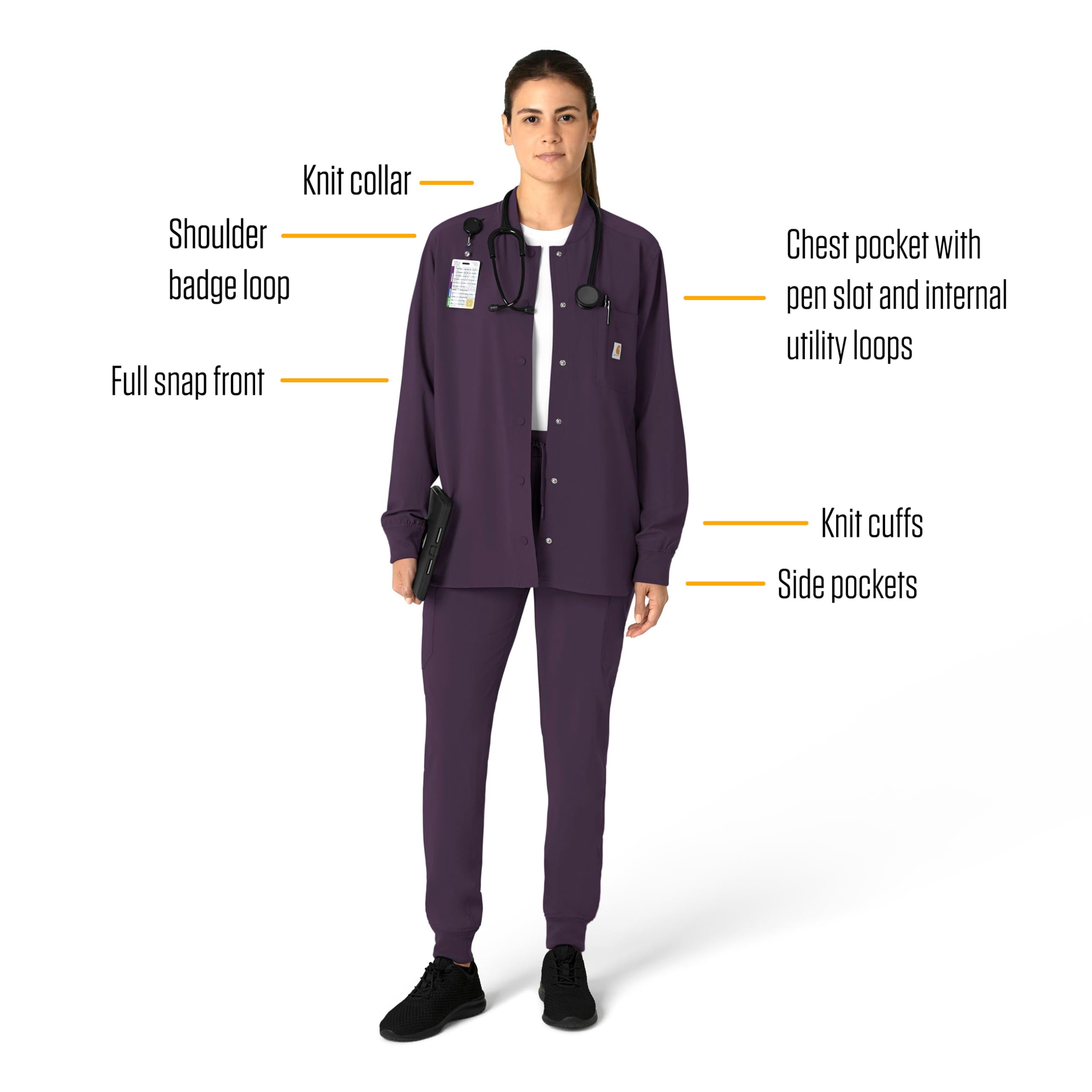Carhartt Force Cross-Flex Women's Shirt Jacket - Black Plum, 3X