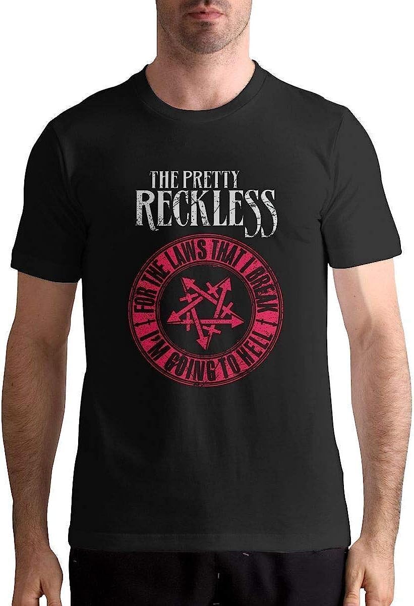 quwomu Das Pretty Reckless Logo Casual Herren Tops Kurzarm T-Shirts Schwarz T-Shirt