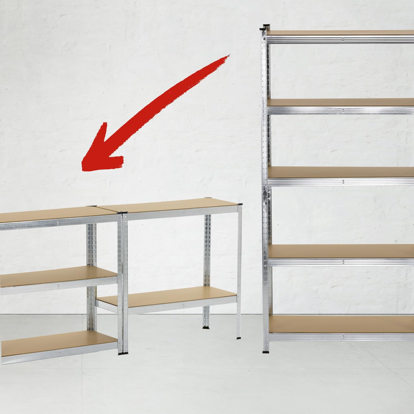 EASYmaxx Regał do dużych obciążeń, 2-częściowy zestaw | nośność 875 kg, 175 kg na poziom, regał i stół warsztatowy, regał do piwnicy, magazynu z 5 regulowanymi półkami, do piwnicy, garażu, warsztatu