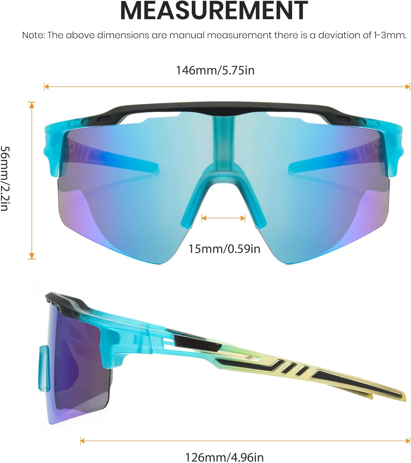 Cyxus Polarized Cycling Glasses Men Women Running Wraparound Sport Sunglasses Bike UV400 Protection P1570 - Image 8