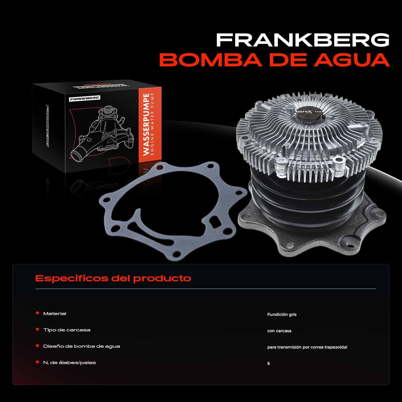 Frankberg Bomba de agua Refrigerante Compatible con Terrano II R20 2.7 TD 4WD Maverick UDS UNS 2.7 TD Terrano II R20 2.7 TDi 4WD Replace# 2101080G28