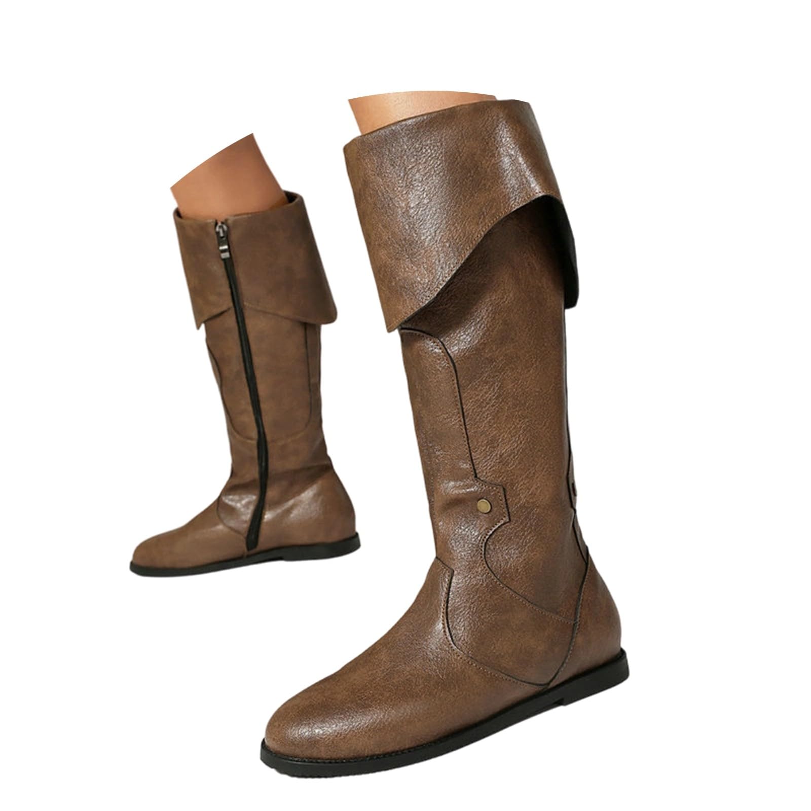 Botas por Encima de la Rodilla Botas Unisex de Media caña con Suela Plana, Botines sin Cordones y Montar clásicas e Informales.