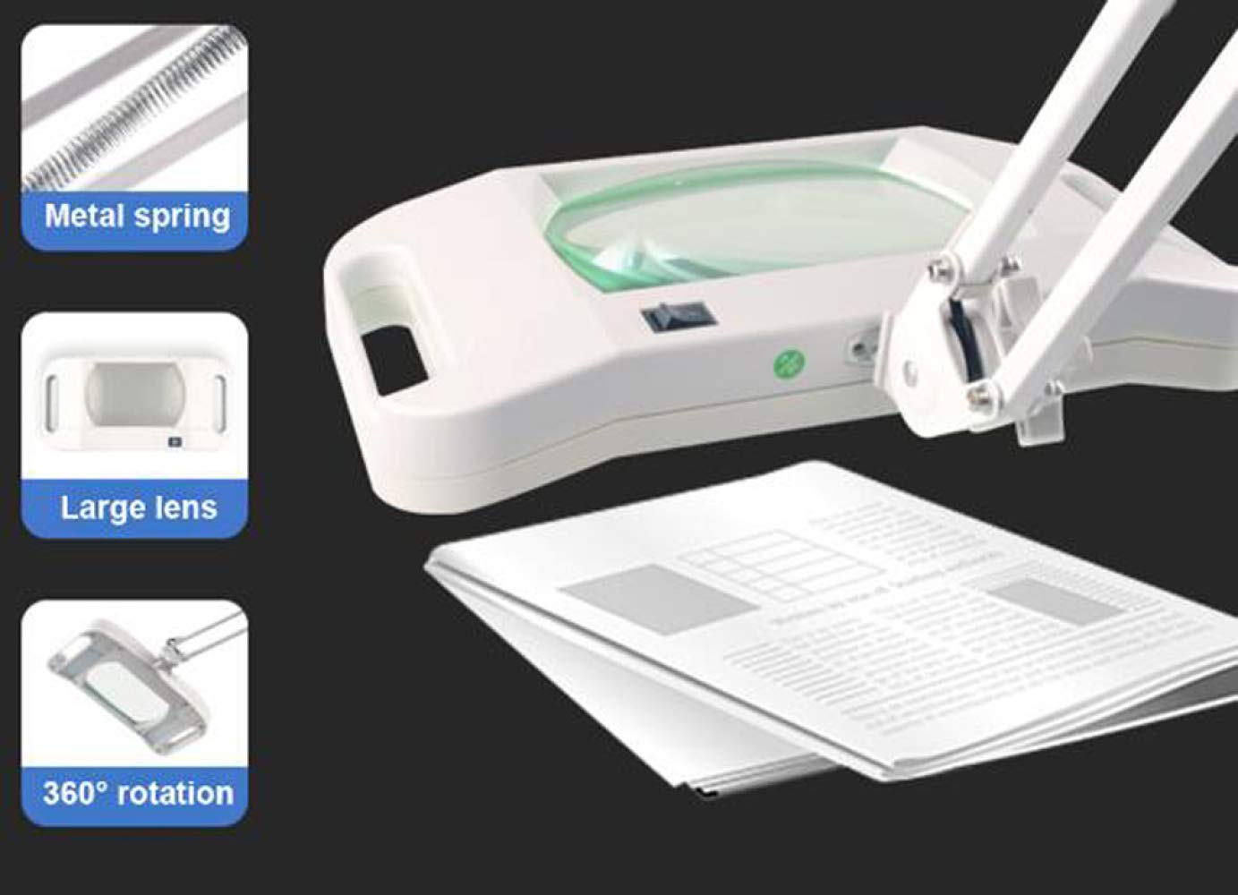 Lupa, lámpara de Aumento LED con Pinza, con Brazo Giratorio Ajustable, luz, Lupa de 10 aumentos, lámpara de Aumento Vertical de Escritorio, luz de Belleza, Soporte de Belleza ajust