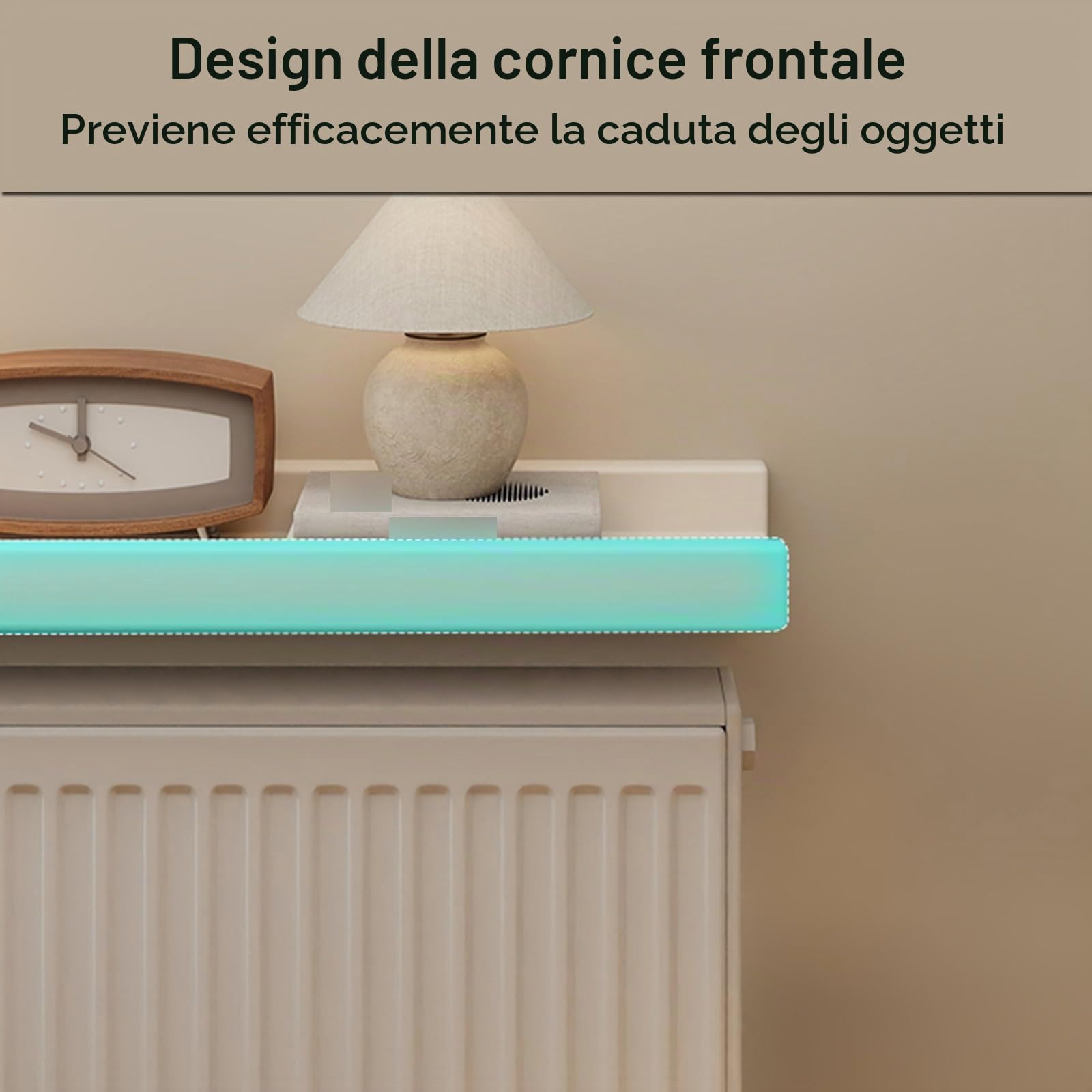 Copri Termosifone, Mensola Adesiva, Materiale in Legno Massello, Resistente e Non Facile da Deformare, Adatto per Soggiorno e Camera da Letto(Brown,60x12cm/24x4.7in)