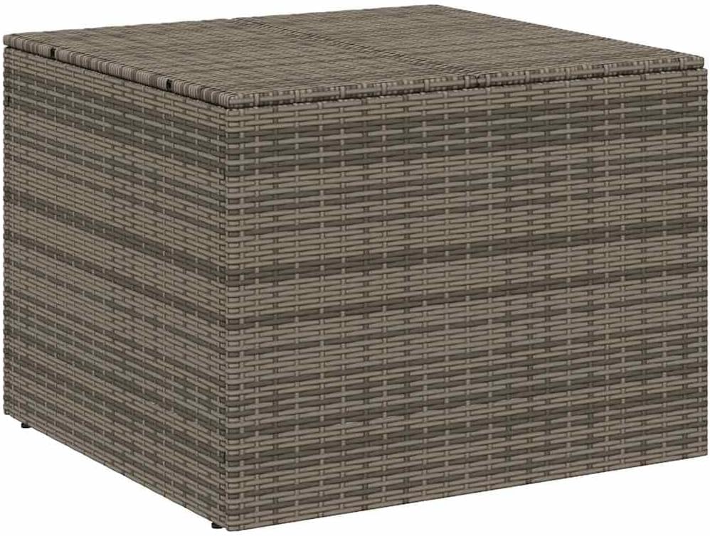 Gray Poly Rattan Garden Storage Box 76.9 Gal with Waterproof Bag for Cushions Pillows Blankets Outdoor Patio
