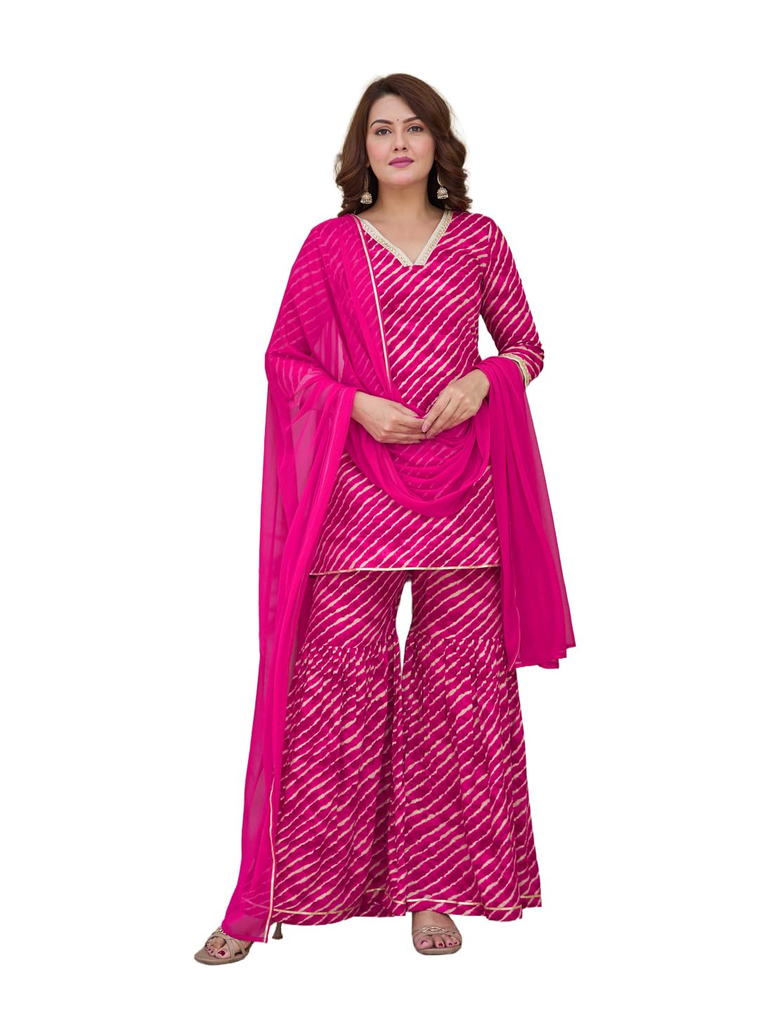 Women's Rayon Striped Regular Kurta and Pant with Dupatta Set-image-12