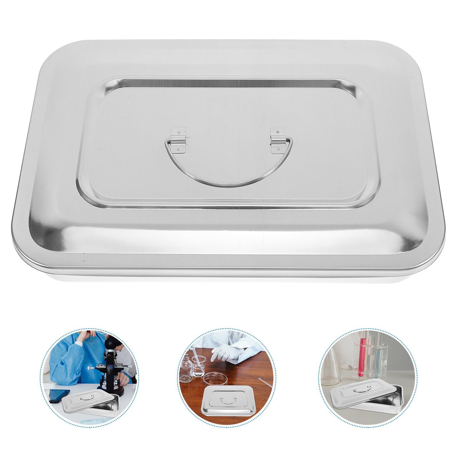Yardenfun Edelstahl Rechteckige Aufbewahrungsbox mit Deckel Hitzebeständige Medizinische Desinfektionsbox Langlebige Instrumentenbox für Steriles Lagern ohne Robuste Edelstahlbox