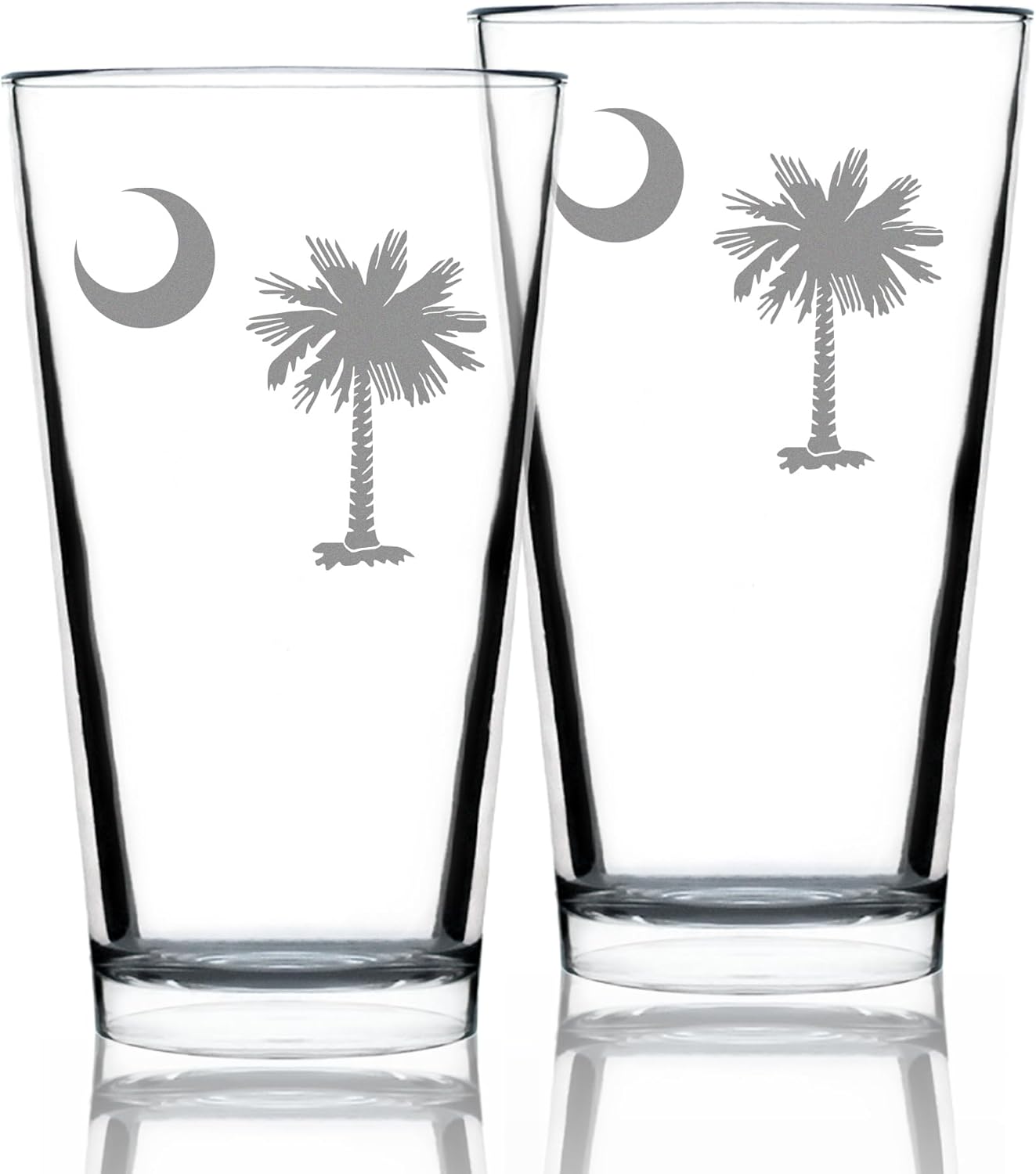 Bevvee South Carolina Flag - Pint Glasses - Set of 2 - State Themed Drinking Decor and Gifts for South Carolinians - 16 Ounce