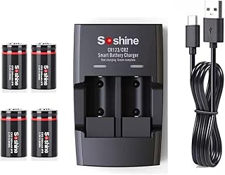 CR2 Rechargeable Battery 4 pcs + Charger Set 3.0V (3.2V)