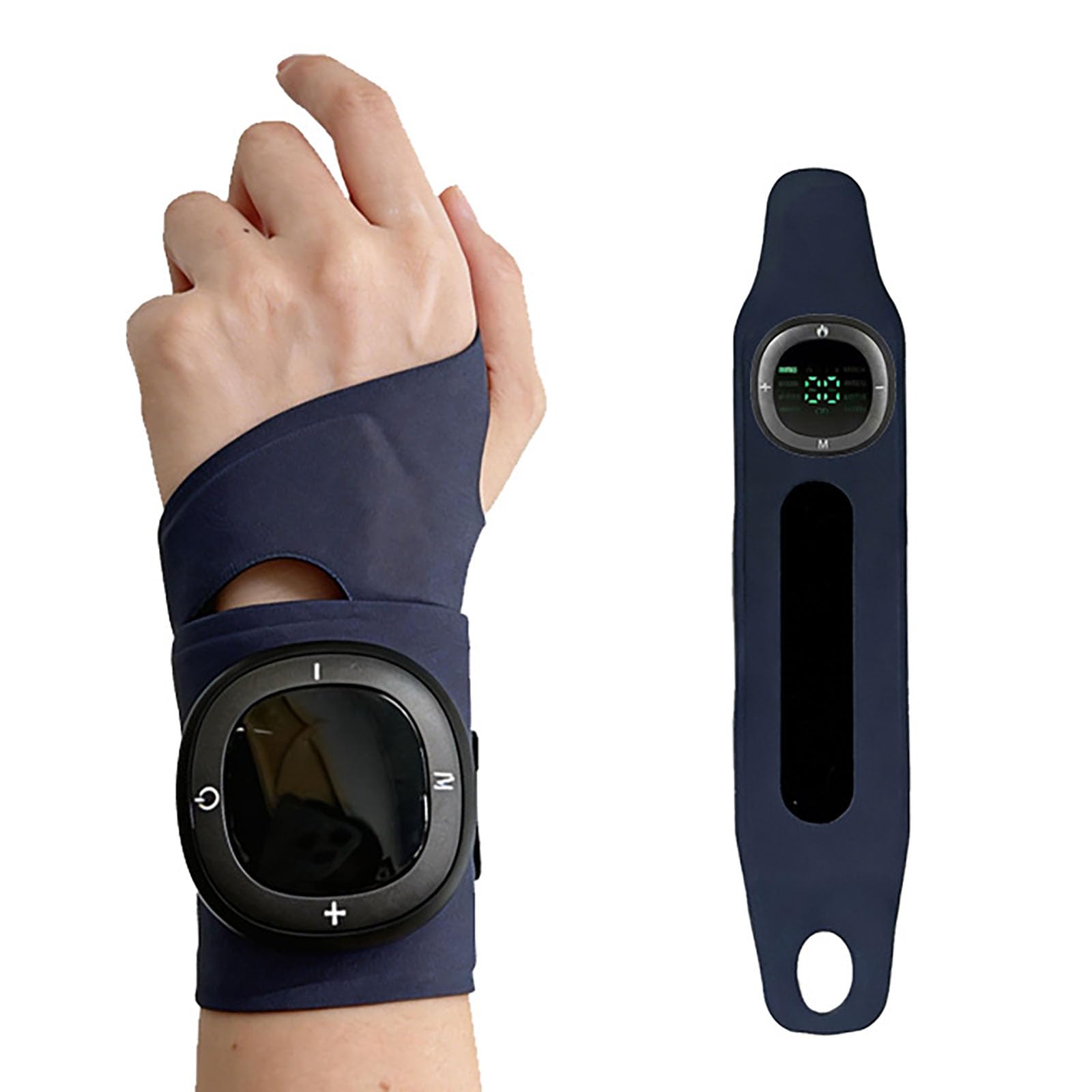 Masajeador de Muñeca Inalámbrico con Calor, 8 Modos de Masaje y 30 Intensidades, Alivia la Tendinitis y el Síndrome del Túnel Carpiano, Ideal para Uso Diario en Oficina, Relajació (Azul oscuro)