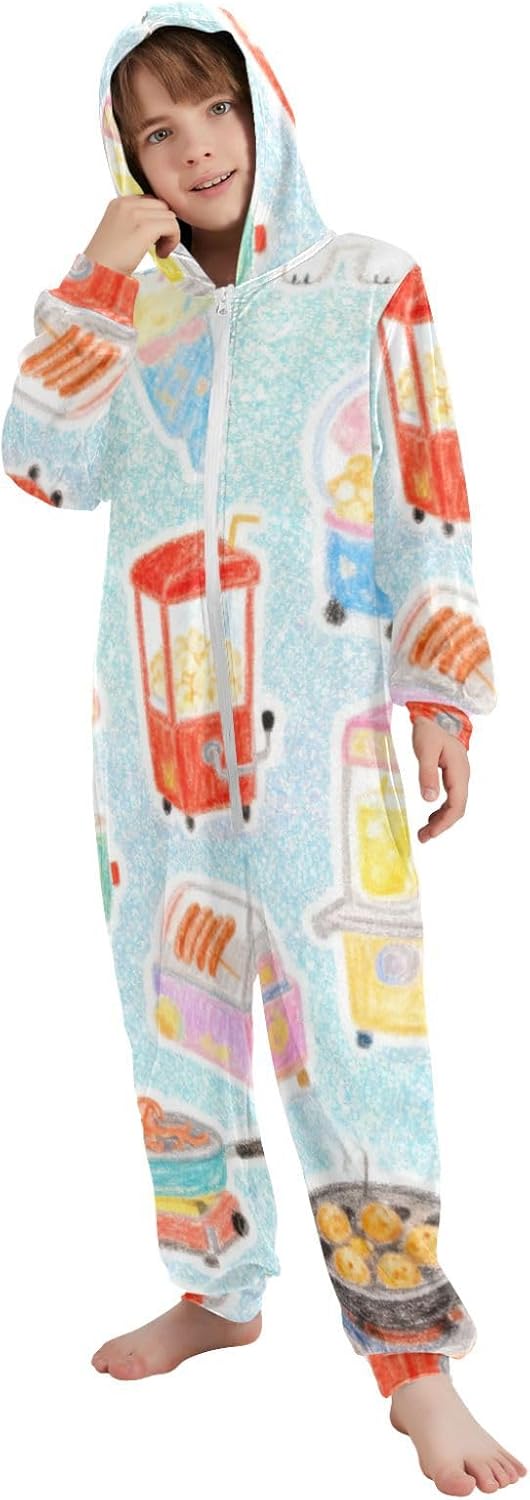 Cartoon Cute Desert Dining CarsPajamasCute Soft Hooded Sleepwear Holiday Loungewearfor Christmas Home