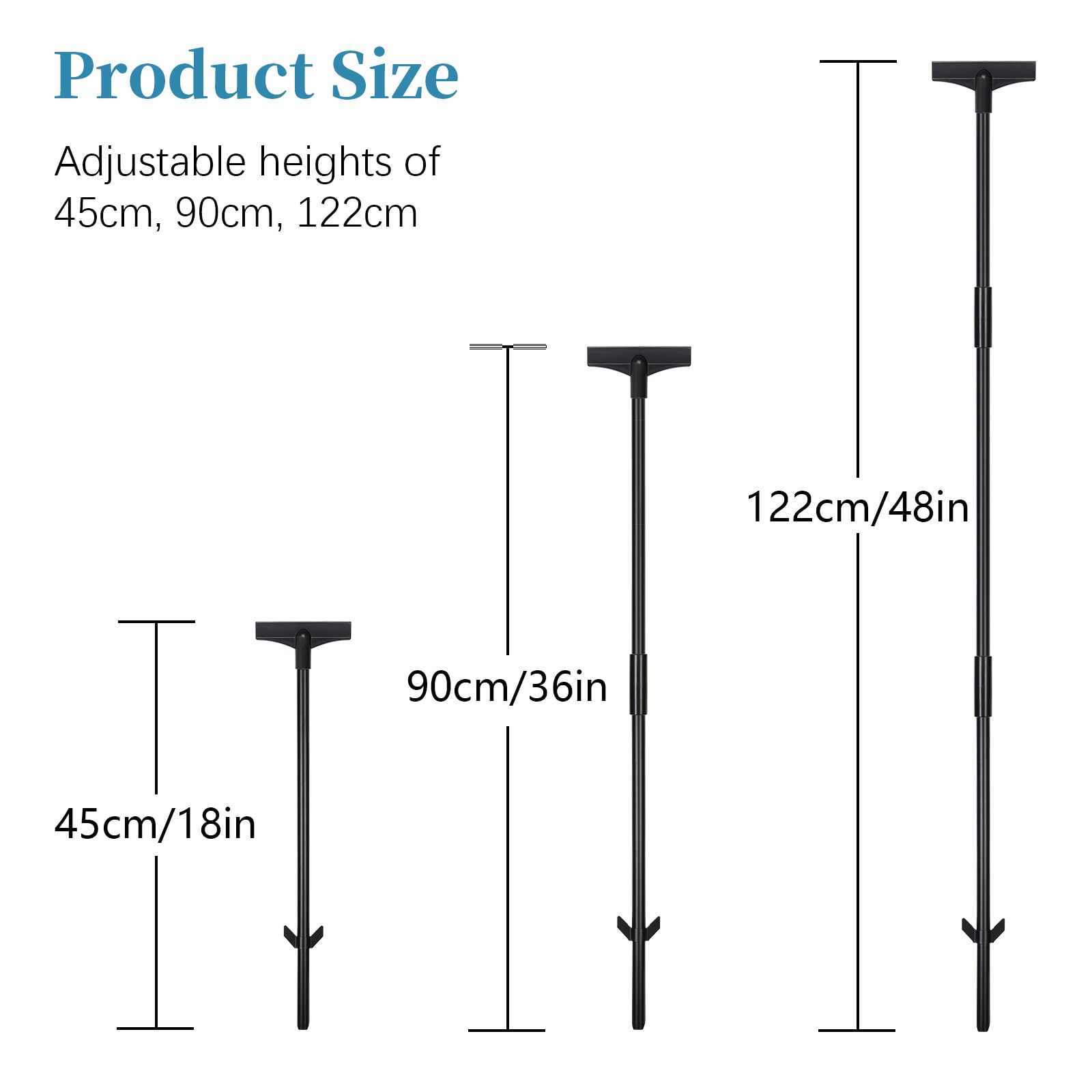 Lot de 2 piquets de signalisation de 122 cm - Noir - Étanche - En métal - Pour jardin, cour, pelouse, uniquement pour panneaux en aluminium