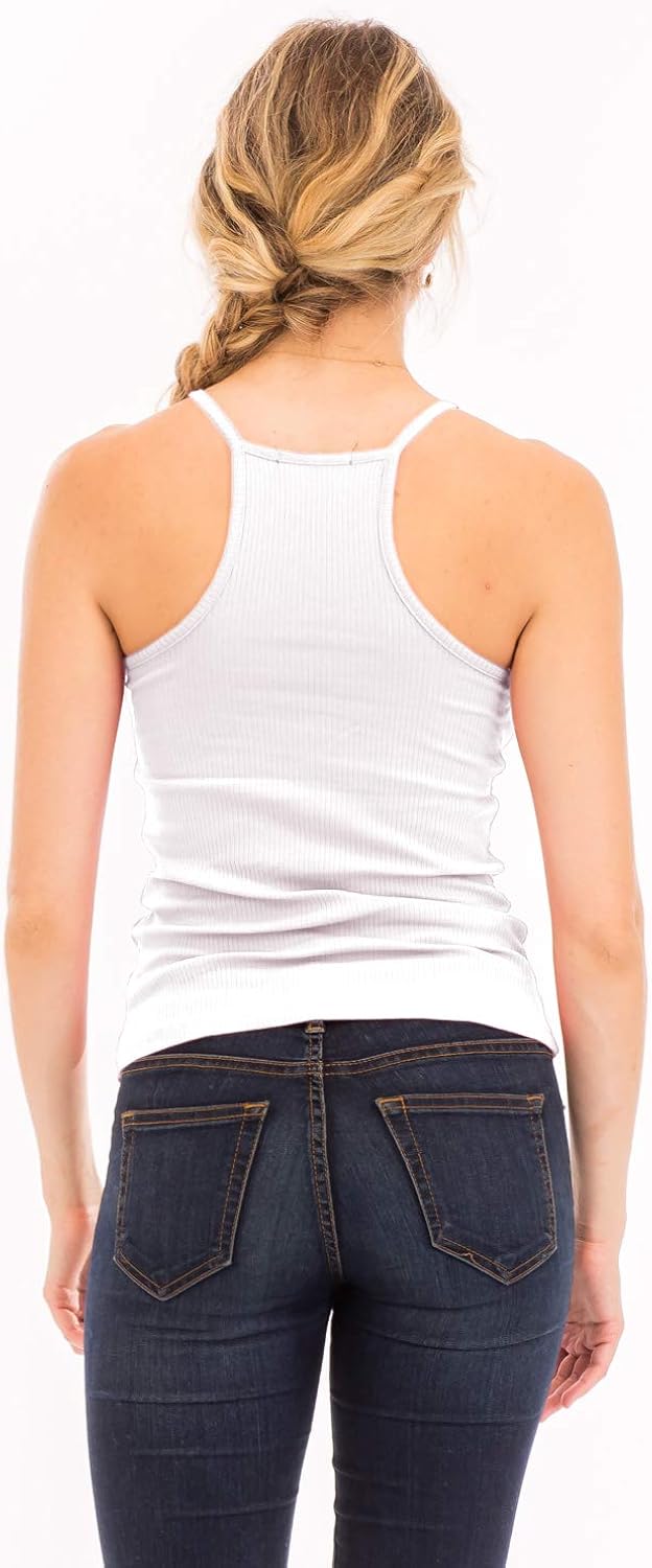 NANAVA Women's Basic Ribbed High Neck Racerback Camisole Top