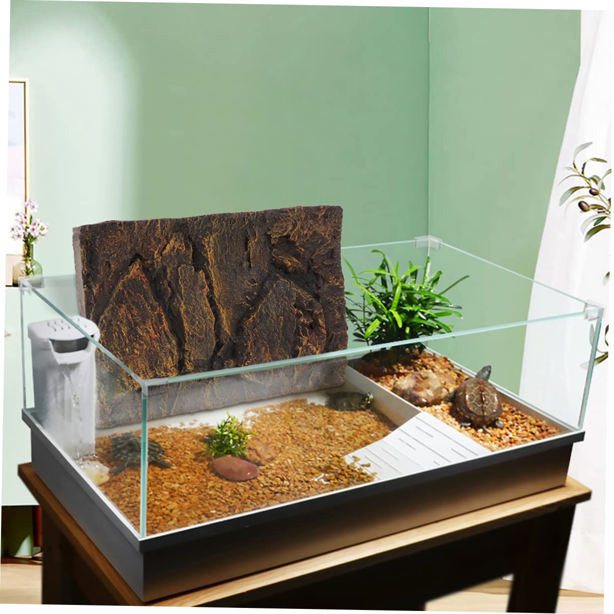 Hohopeti 2 Uds Reptil Caja Telón De Fondo Tortuga Tanque Decoración Corcho Corteza Reptil Azulejo Fondo 3D Terrario Pared Telón De Fondo Reptil Pared Tortuga Tanque Fondo Reptil Fondo