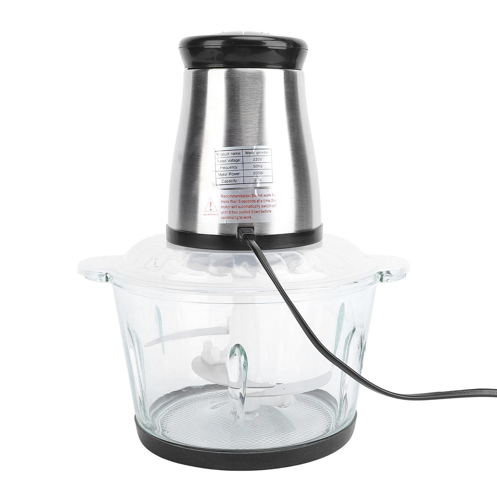 200W 2L Mini Robot da Cucina Mini Food Caramine per Alimenti Multifunzionali per Alimenti per Bambini, Carne, Cipolla, Verdure, Noci