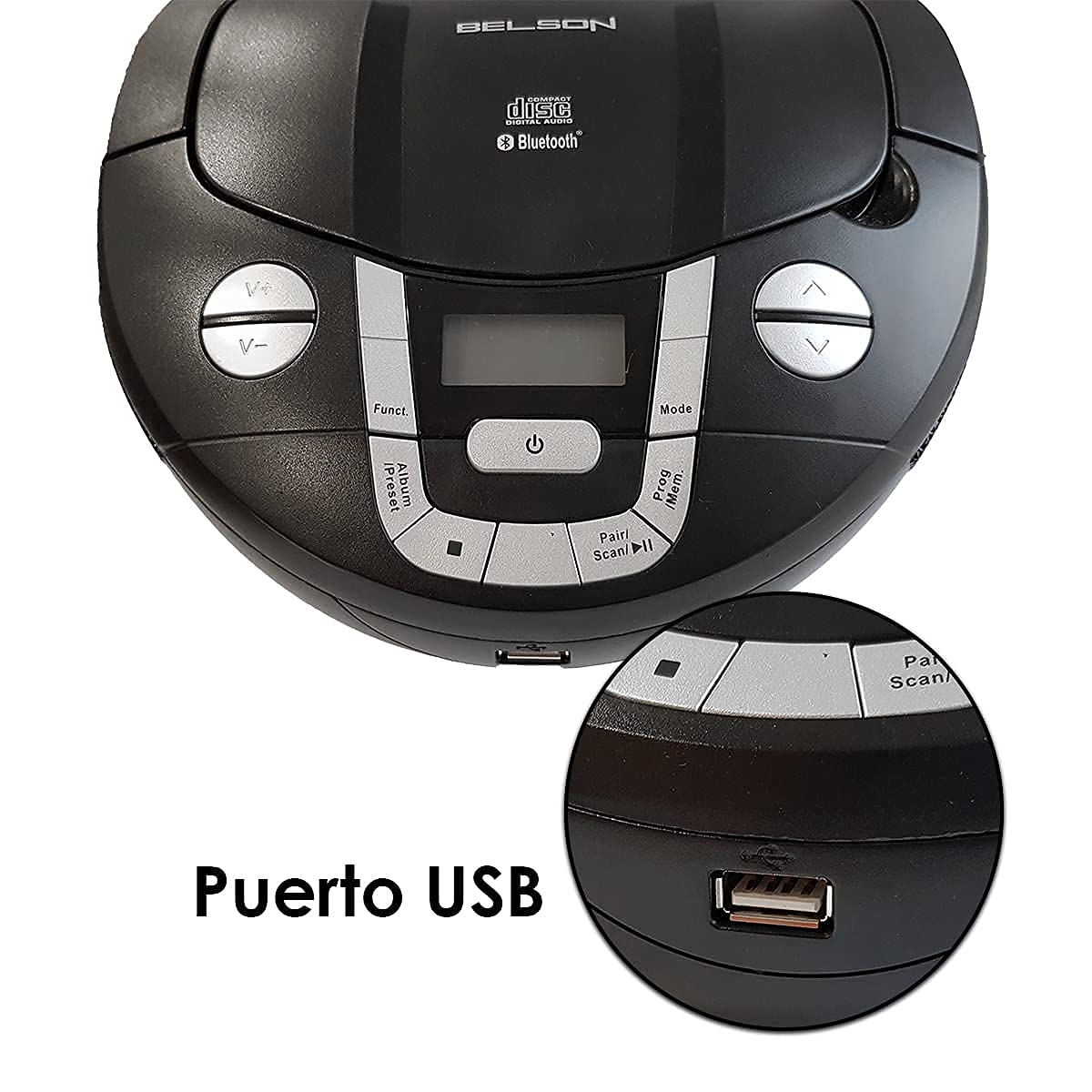 Boombox Przenośne radio CD Bluetooth BSL PCD-31 czarne | z mocą 2 W RMS | Radio FM i port USB odtwarzacz MP3 | Wyświetlacz LCD | AUX IN | Wyjście słuchawkowe