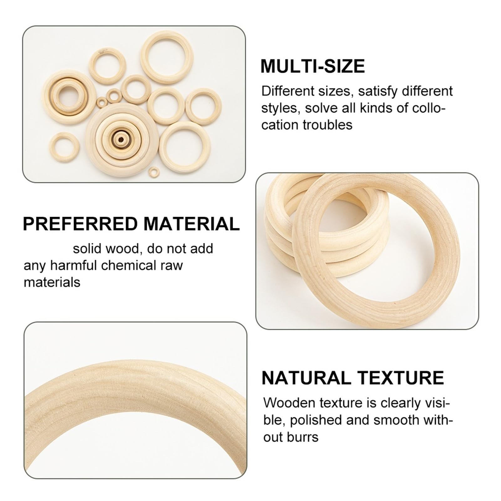 Holzringe für Handarbeiten, Unvollendete Holzringe 15–100 mm for Makramee-DIY-Bastelarbeiten, Reifen, Verbinder, Schmuck(25mm 20pcs)