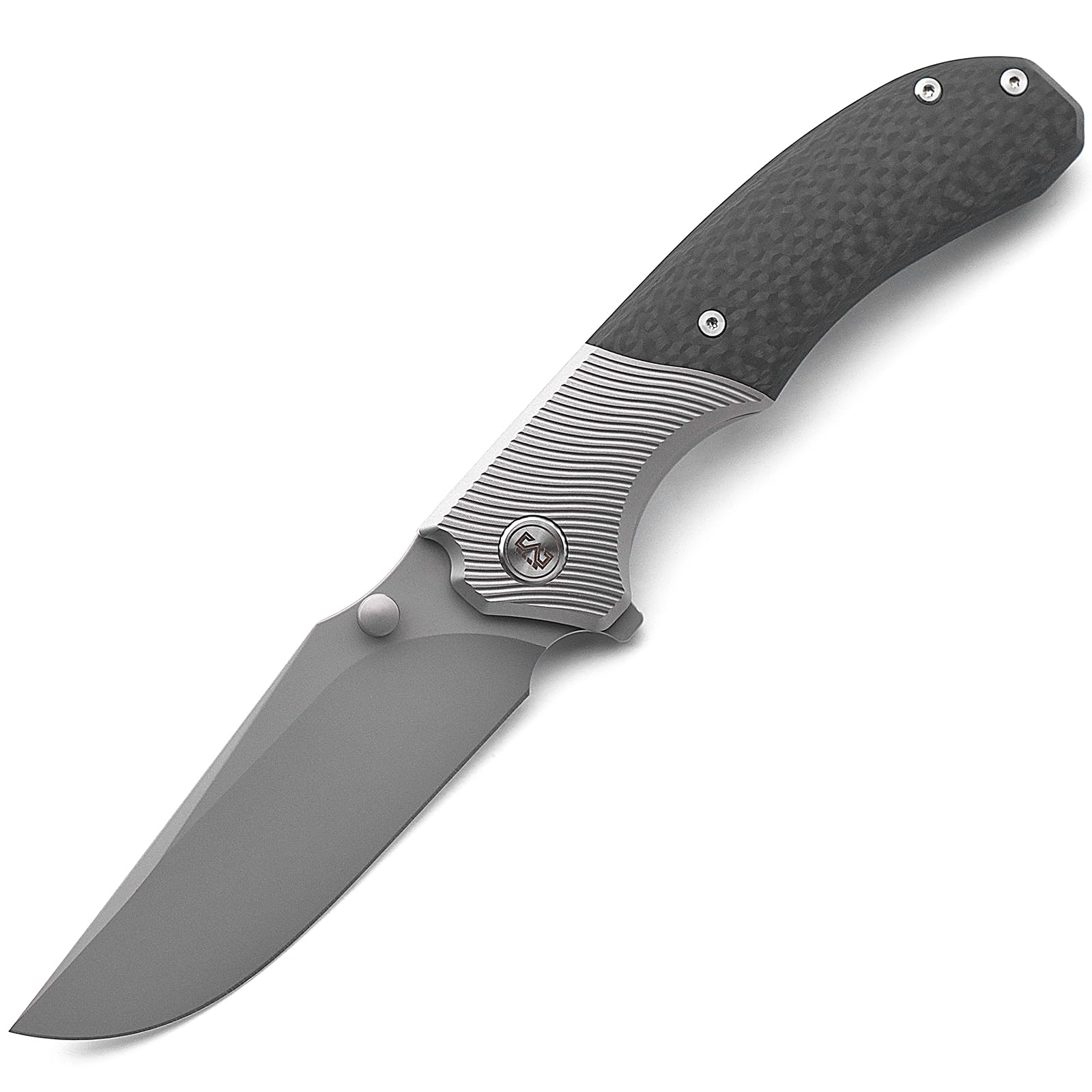 M Miguron Centurion Flipper Folding Knife 3.5" S90V Blade Titanium Handle With Black Carbon Fiber Inlay Camping Hiking Pocket Knife MGR-609CBK