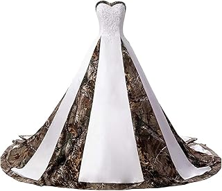 Women's Embroidery Camouflage Bridal Gowns Long Camo Wedding Dresses for Bride Plus Size