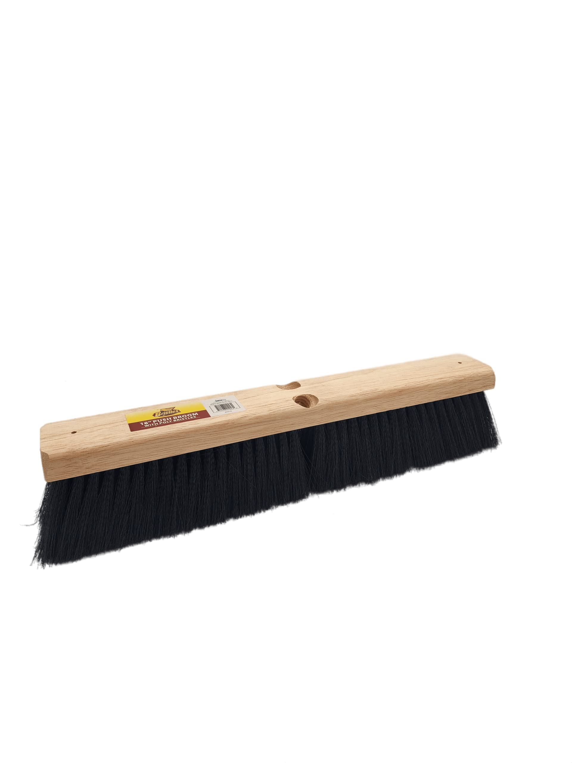 Bristles 4018 18” Indoor Push Broom Head – Heavy Duty Hardwood Block, Polypropylene Flagged Fiber, Brown
