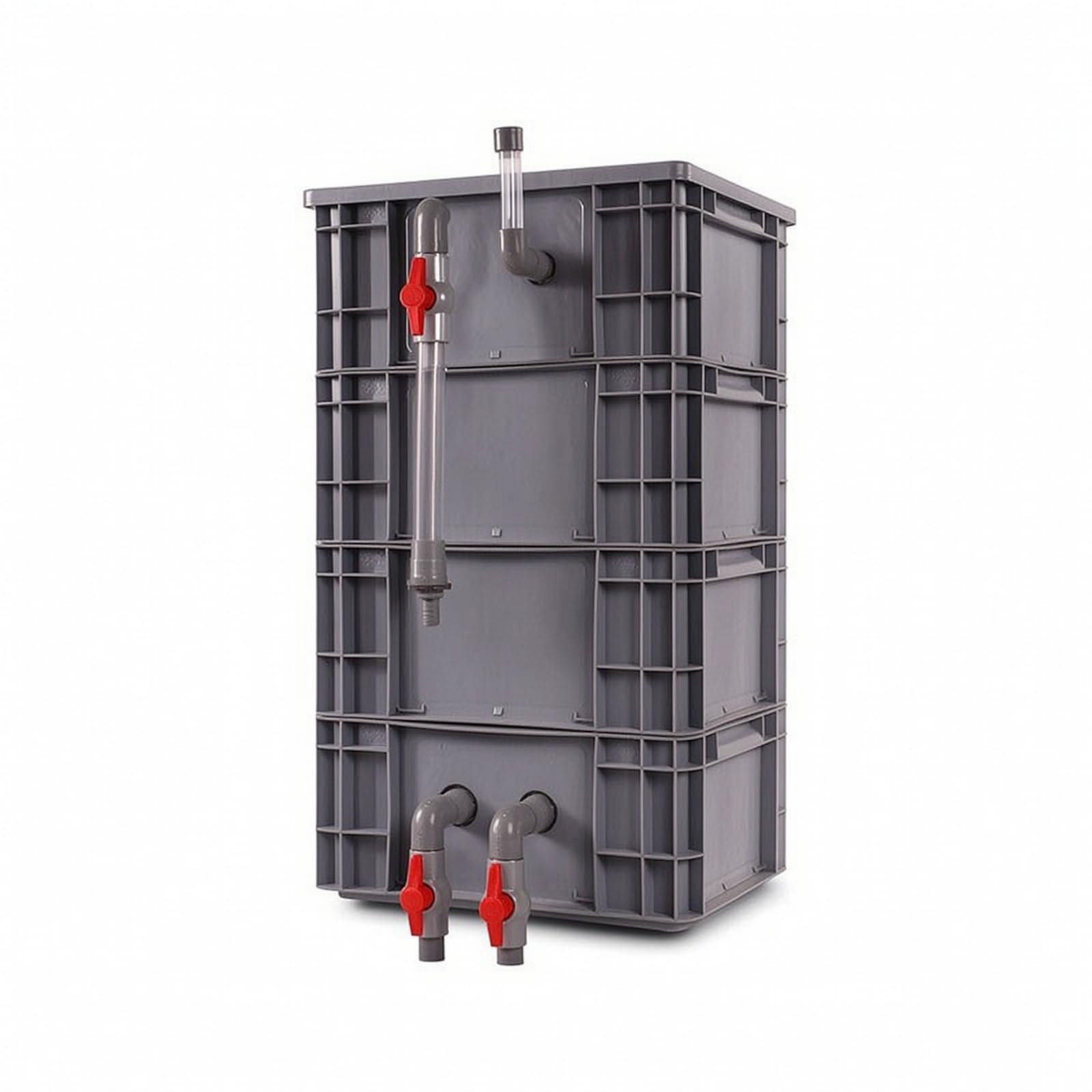 Aufsatzfilter einstellbar Filtergehäuse mit Ventilen regelbar Filterbehälter für Aquarianer, Heimwerker, Fischbecken, Mittel, 4 Schichten 40x30x68cm