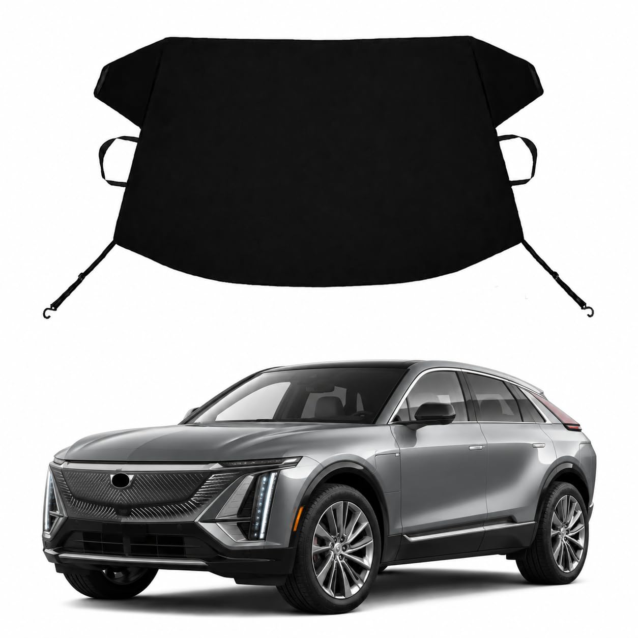 Lyriq Electric Custom Windshield Cover for Ice and Snow Ca-di-llac Lyriq Electric Heavy Duty 600D Oxford Fabric Windshield Protector Fit Waterproof Frost Snow Cover Winter Car Accessories