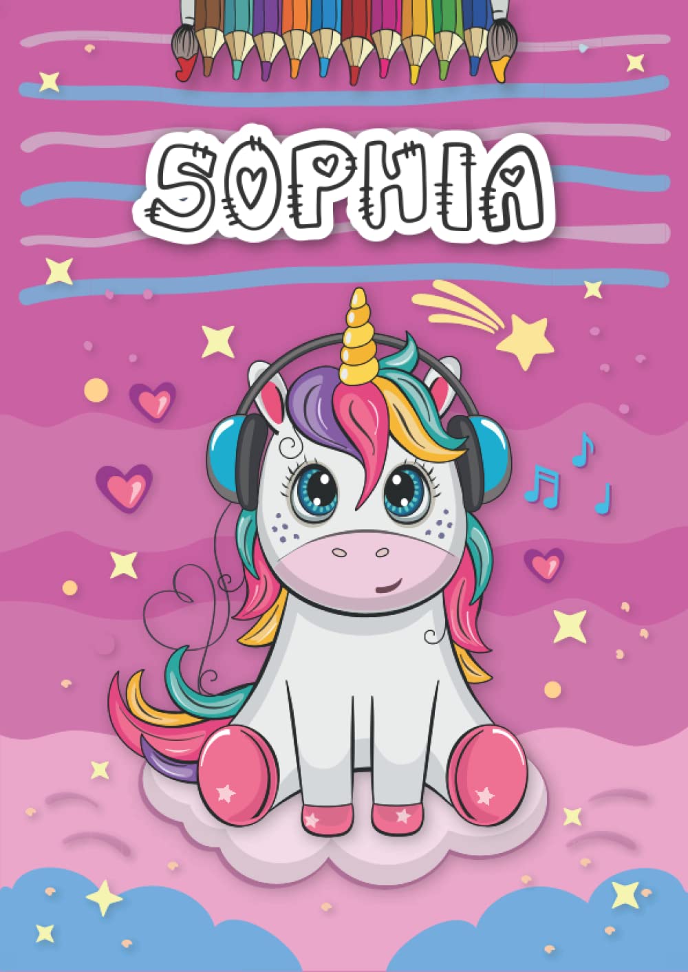 Sophia: Personalized Coloring Book for Sophia | Theme: Unicorn | Birthday gift for girl, daughter ... | Ages: 4-8 | 25 unicorn designs with name Sophia, Large size A4 (ca. 8.5 x 11 inches)