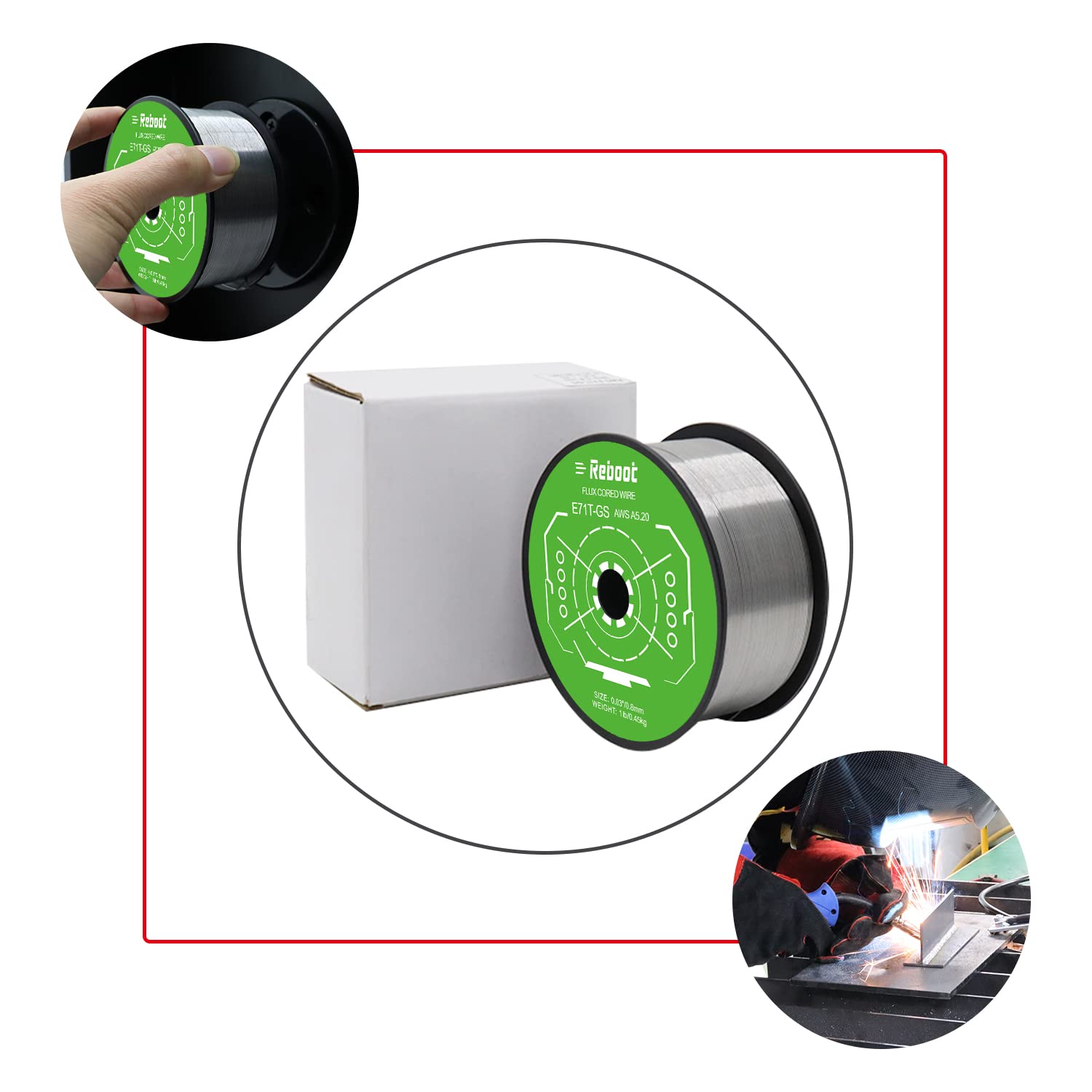 Reboot Filo animato MIG 0.8MM 0.5kg filo di saldatura E71T-GS saldatura ad arco schermato con gas FCAW per saldatrice filo animato senza gas