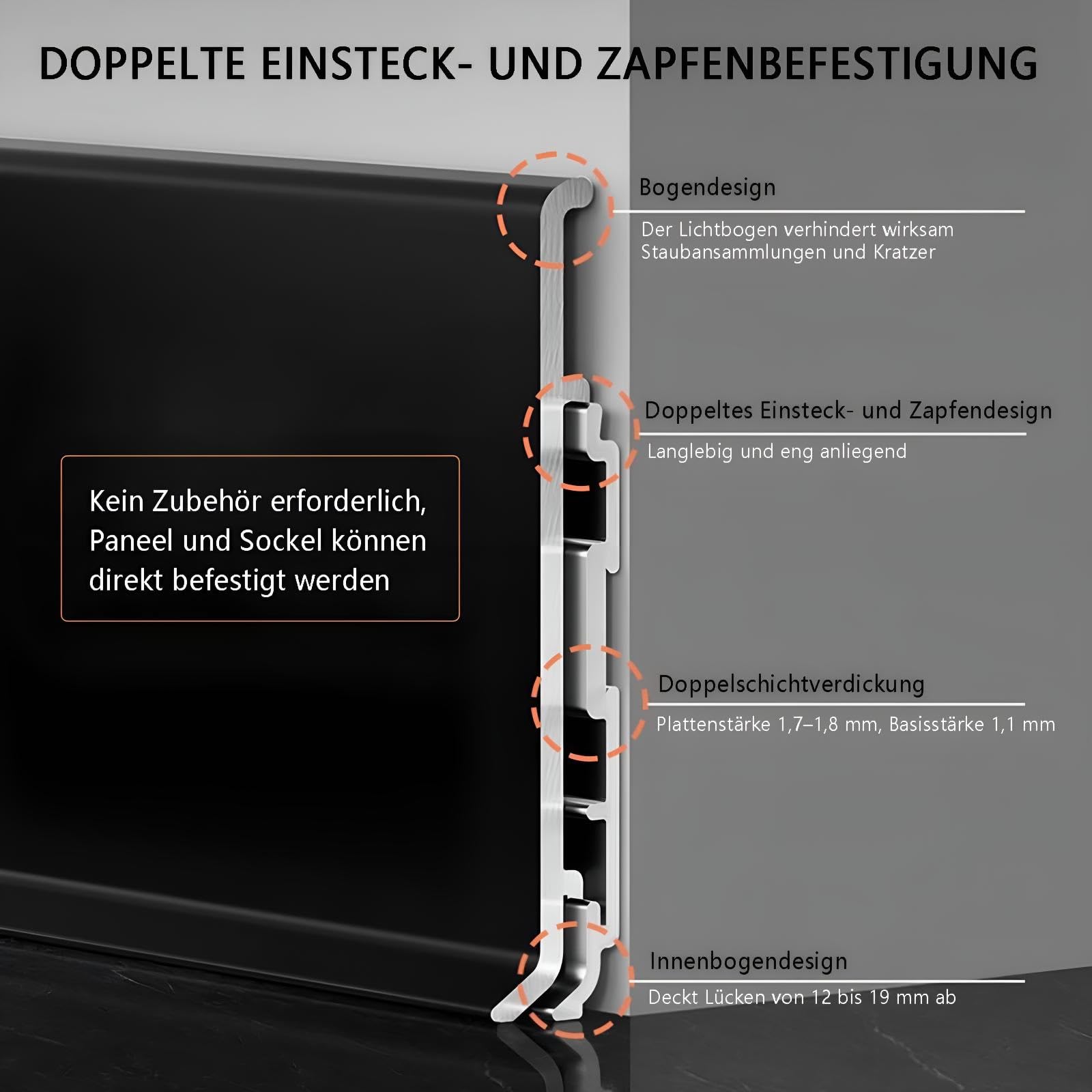 Zócalos De Aleación De Aluminio De 125cmx2 Para Suelos Laminados, Vinílicos, Parqué Y Muebles De Cocina, Diseño Moderno, Duraderos Y Fáciles De Instalar Para Uso Comercial Y Doméstico(Milchige