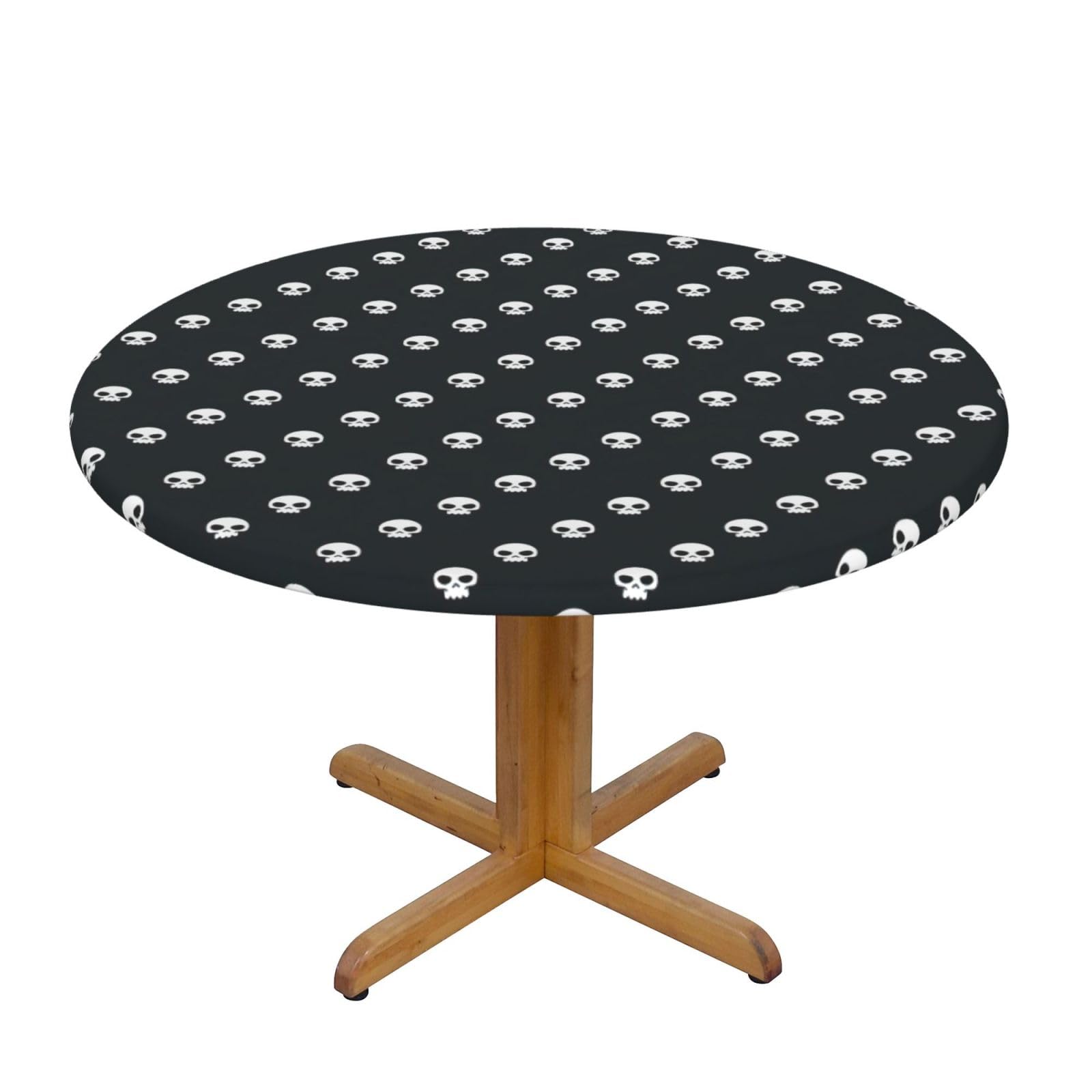 PPHGUT Skull Print Round Tablecloth Family Table Cover Kitchen Wedding Party Everyday Outdoor