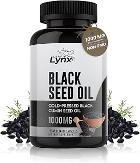 Pure Organic Cold-Pressed Black Seed Oil Capsules - Vegan Non-GMO Pure Nigella Sativa Black Cumin Seed Oil for Beauty Immunity & Overall Wellness Support - Thymoquinone-Rich 1000mg Serving (60 Day)