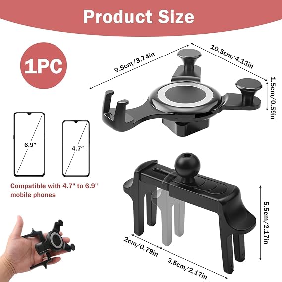 Car Phone Holder for Mercedes Benz A B C E S Class GLB GLC Audi A1 TT Mini Cooper Ford Jeep Suzuki Mustang Wrangler Swift Round Air Vent Phone Mount for iPhone 16 15 14 Pro Max Galaxy S24 Father