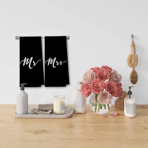 Miniatura 2 de DIBOR Love Quote - Toallas de baño con frase en inglés "Mr. and Mrs. - Toallas de baño, toallas de mano, paños de cocina para baño y cocina,