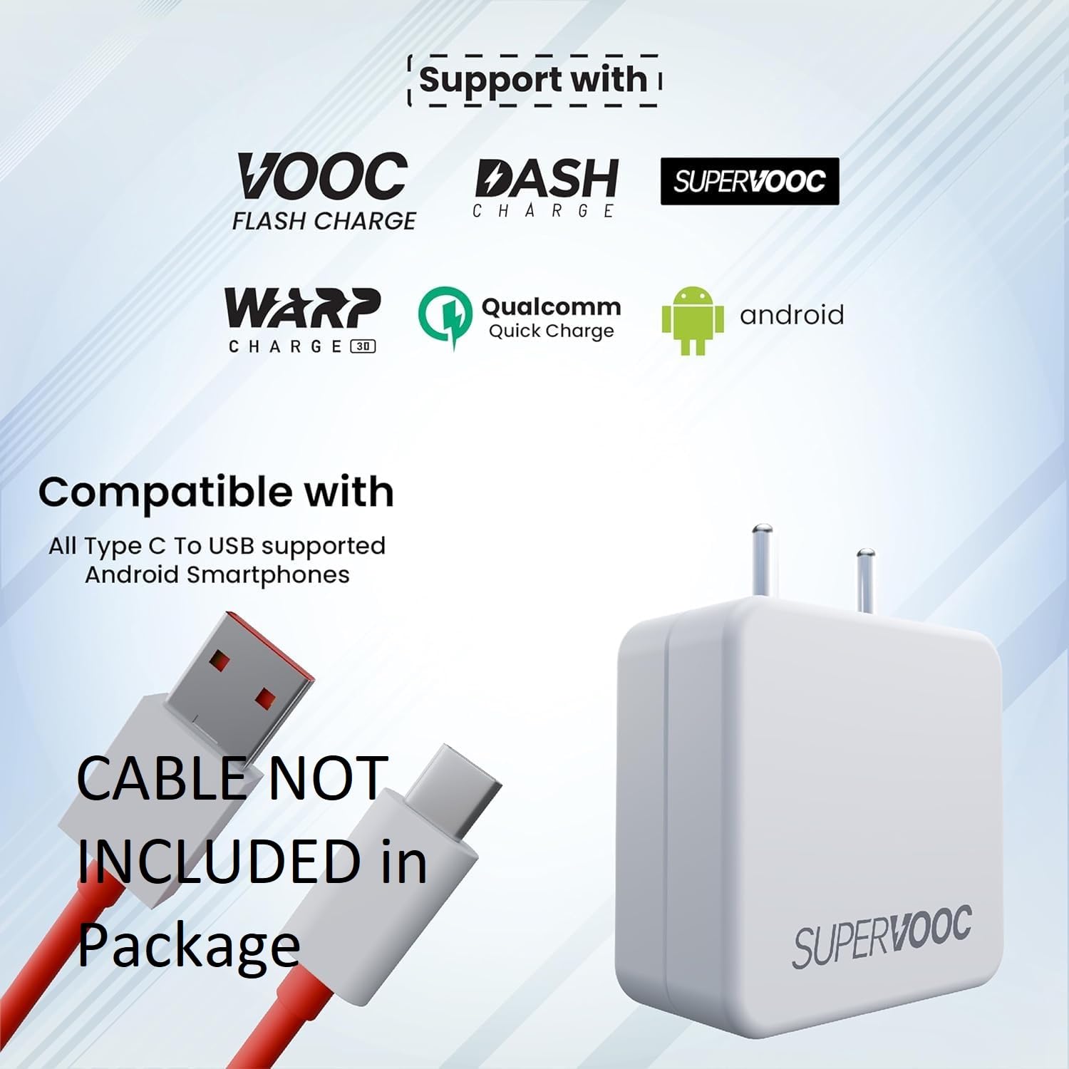 65W Fast Charger USB Adapter | Compatible with OnePlus, Samsung, Realme, Redmi, Nothing, Oppo, Pixel & Other Smartphones |C Type Charger Adapter Supports Dash,Warp, Vooc, SuperVooc(BIS Certified) — Amazon image 3