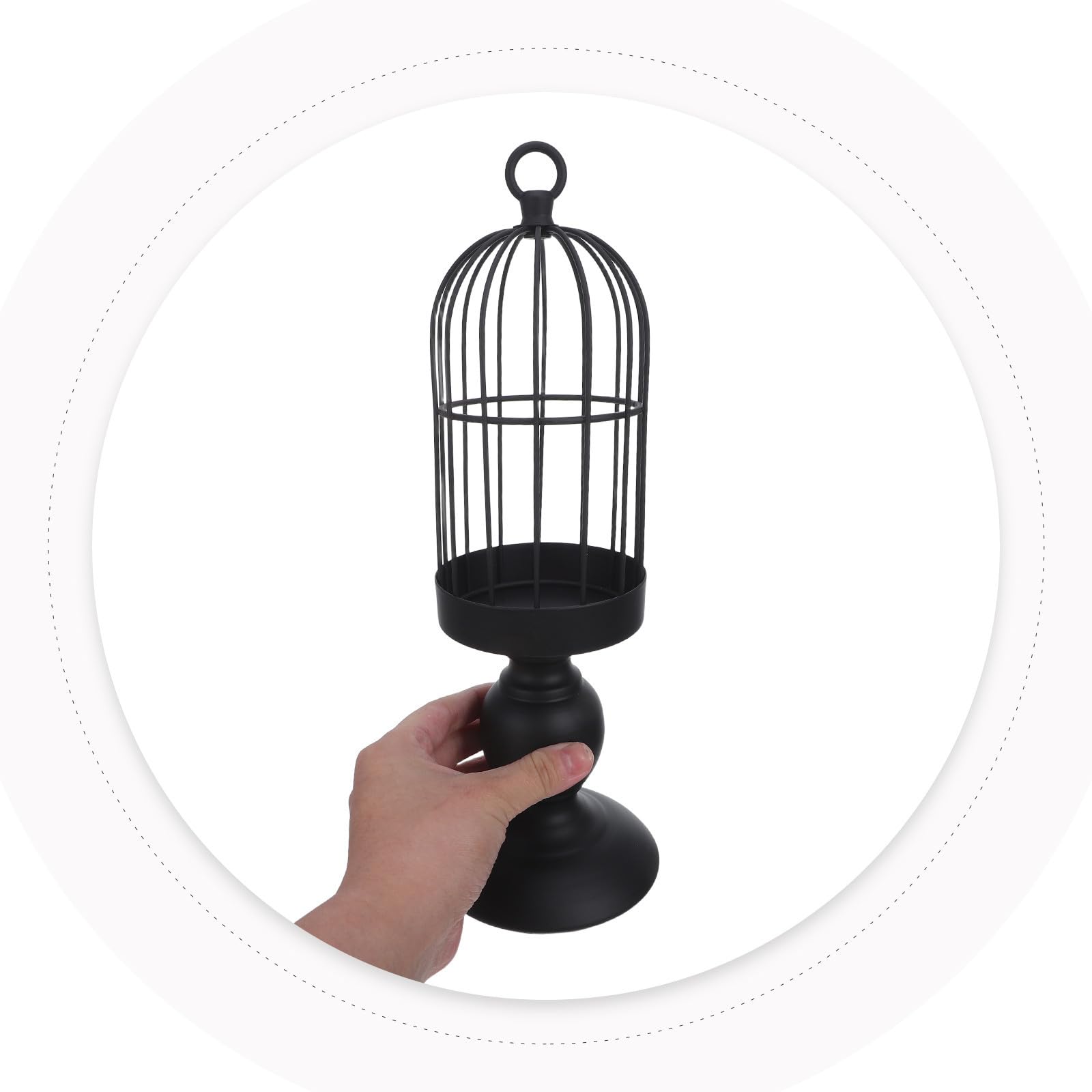 minkissy 2 Stück Vintage Vogelkäfig Kerzenhalter aus Schwarzem Eisen für Stabkerzen mit Langlebiger Stabilität und Geringem Pflegeaufwand für Gemütliche Wohnraumdekoration
