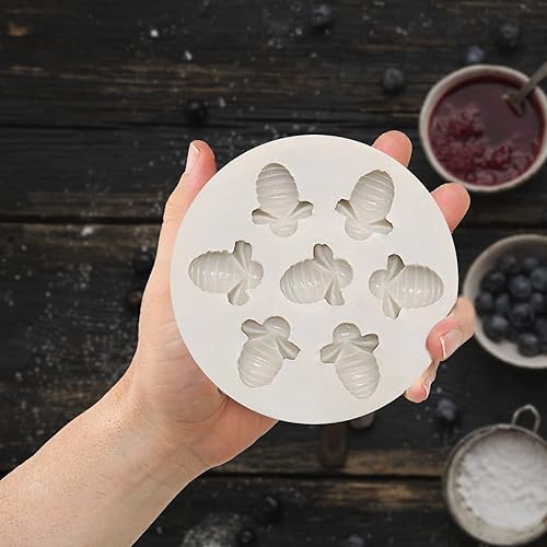Miniatura 5 de Molde de silicona de 7 cavidades para chocolate, moldes de silicona hechos a mano para hornear abejas, moldes de chocolate, decoración de pasteles,