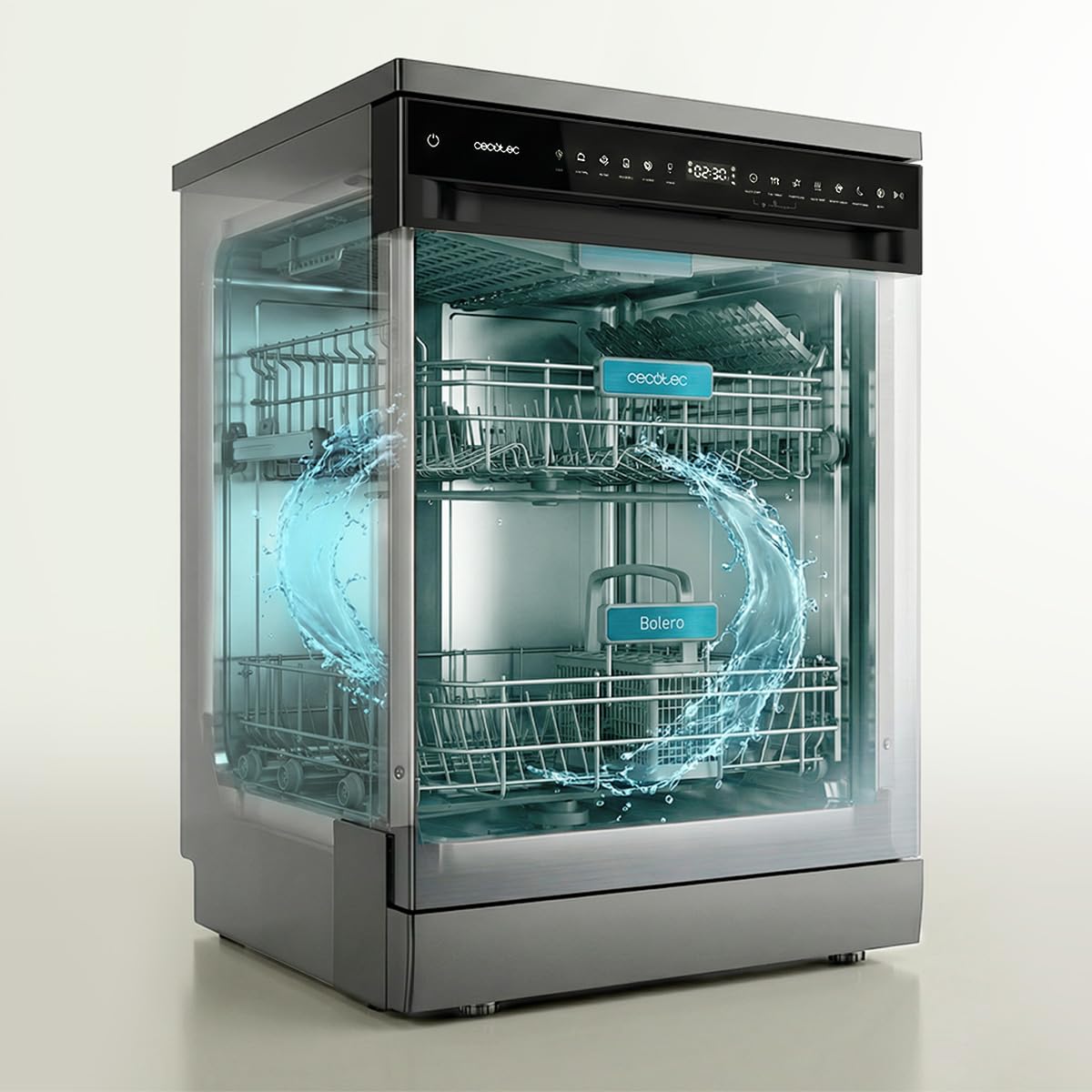 Cecotec Freistehender Geschirrspüler 60 cm Bolero Aguazero 6205. 13 Maßgedecke, 12 Programme, Energieeffizienzklasse D, Inverter Plus Duo Motor, Super Trocken, Halbe Beladung, Leises Waschen