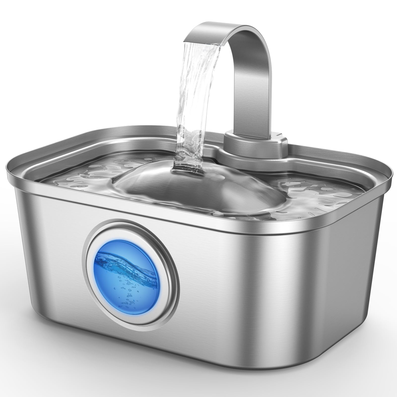 Bobo&Dragon Automatic Stainless Steel Cat Water Fountain for Cats & Dogs 124oz/3.5L - Quiet Water Dispenser Bowl with Pump, Fresh Filtered Hydration,