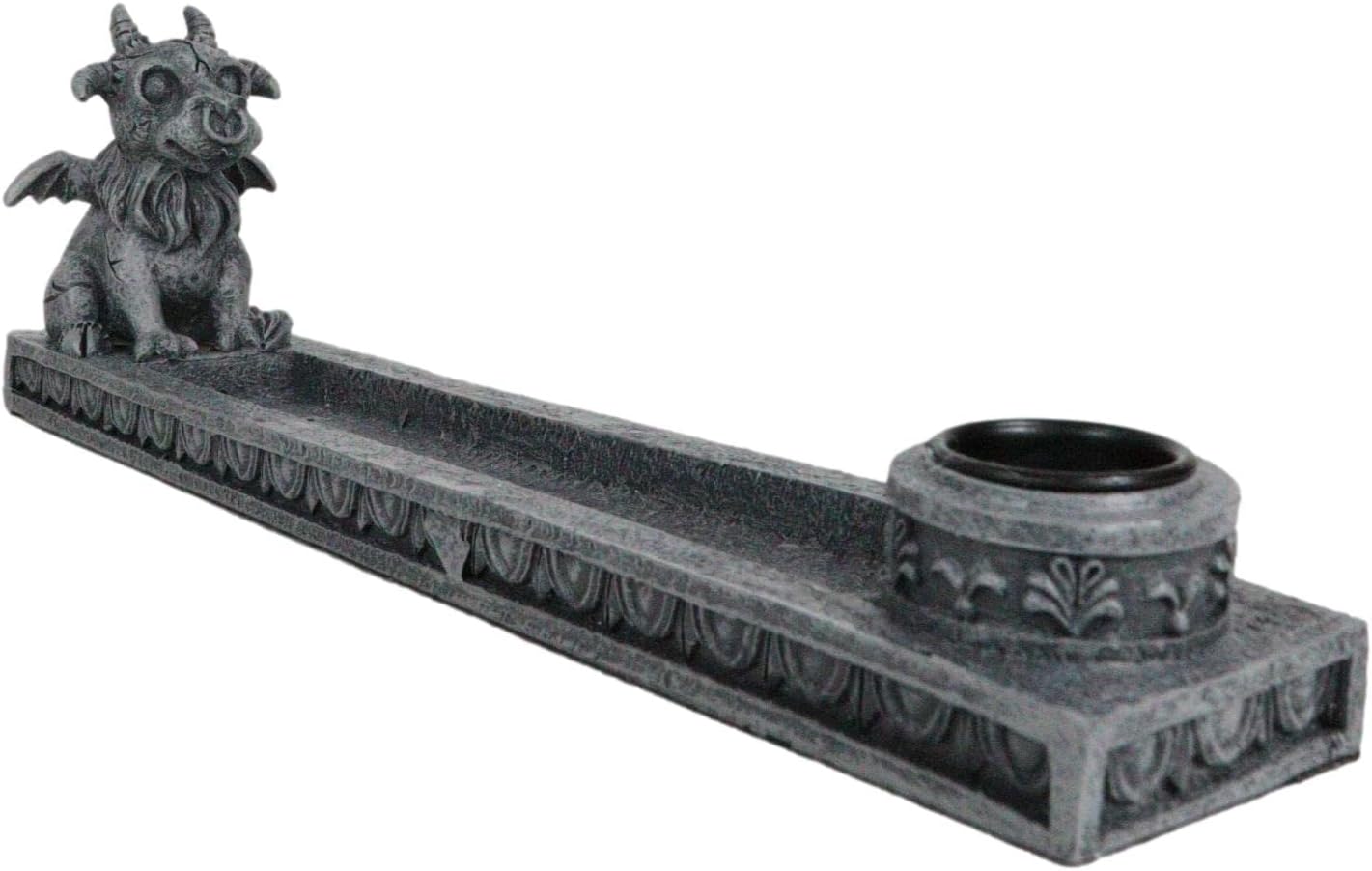 Ebros Gothic Winged Baphomet Sabbatic Goat Gargoyle Crouching On Incense Burner and Candle Holder Figurine with Gothic Knotwork Details As Home Fragrance Accessory