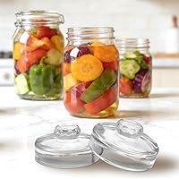 Vista 7 de 9 Pack Fermentation Glass Weights for Large Wide Mouth Mason Jars, Fermentaion Kit with Easy Grip Handle for Picklin & Sourkrout, Dishwasher Safe