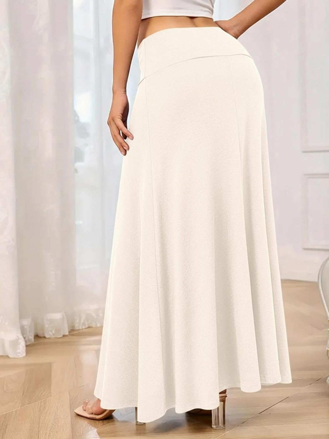 SEAFORM Women's Casual Mid Long Skirts Stretchy Ultra-Soft Flowy Maxi Formal Skirts High Waist Lounge Skirts for Women - Image 3