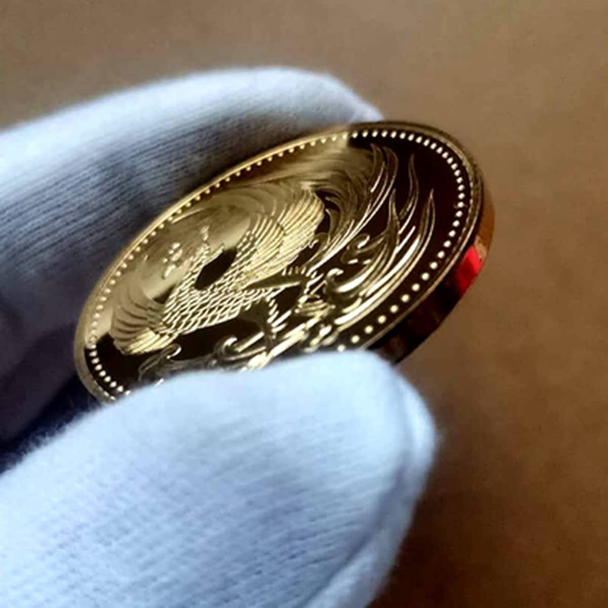 Amazon.co.jp: 記念メダル金メッキフェニックス菊金貨記念コイン 径4cm