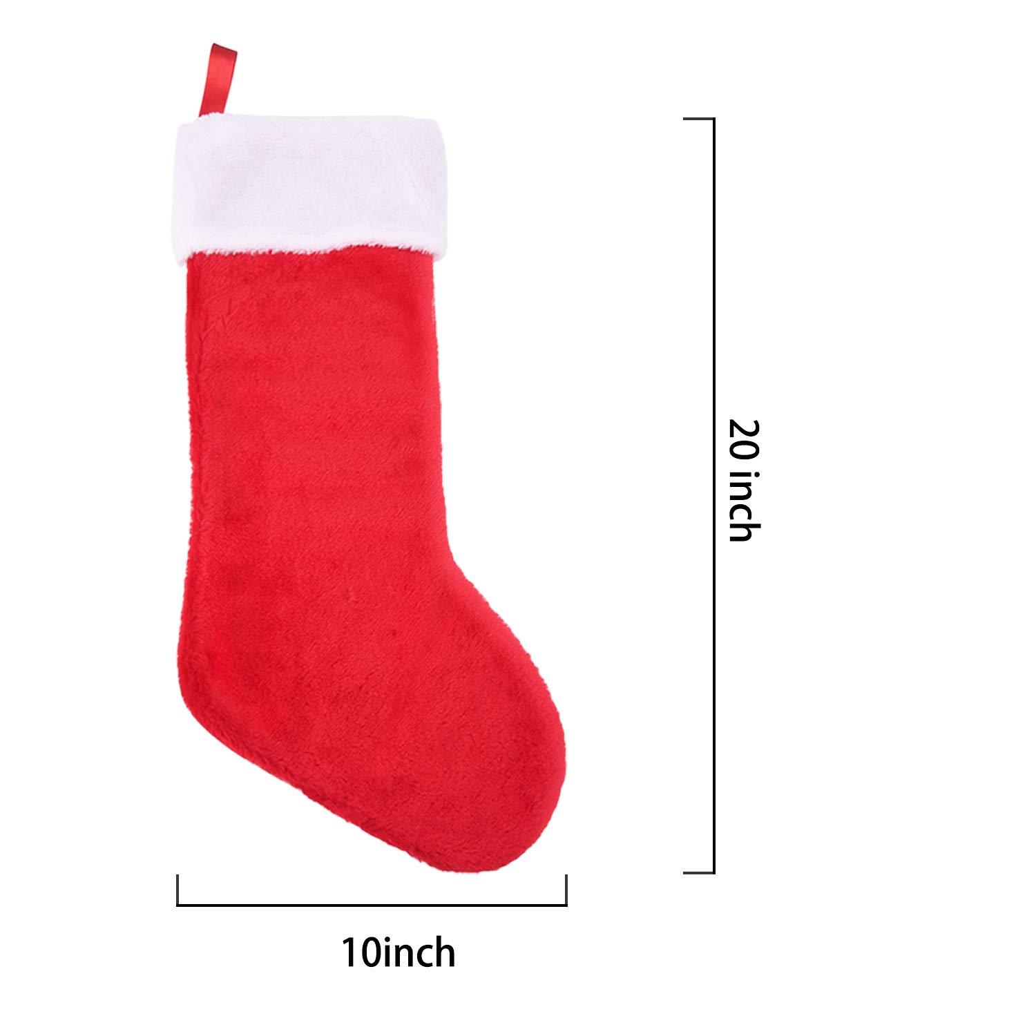 Weihnachtsstrümpfe, rot und weiß, Plüsch, Kamin, hängende Samtstrümpfe für Weihnachtsdekoration, 50,8 cm