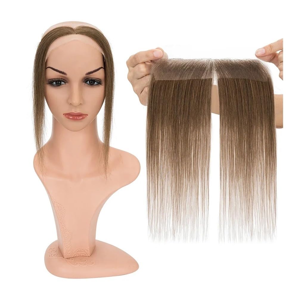 Topper for capelli da donna, in capelli umani, lunghezza 10 pollici, con attaccatura dei capelli naturale, for la perdita dei capelli, con gancio a mano, nodo singolo, invisibile(Medium Brown)