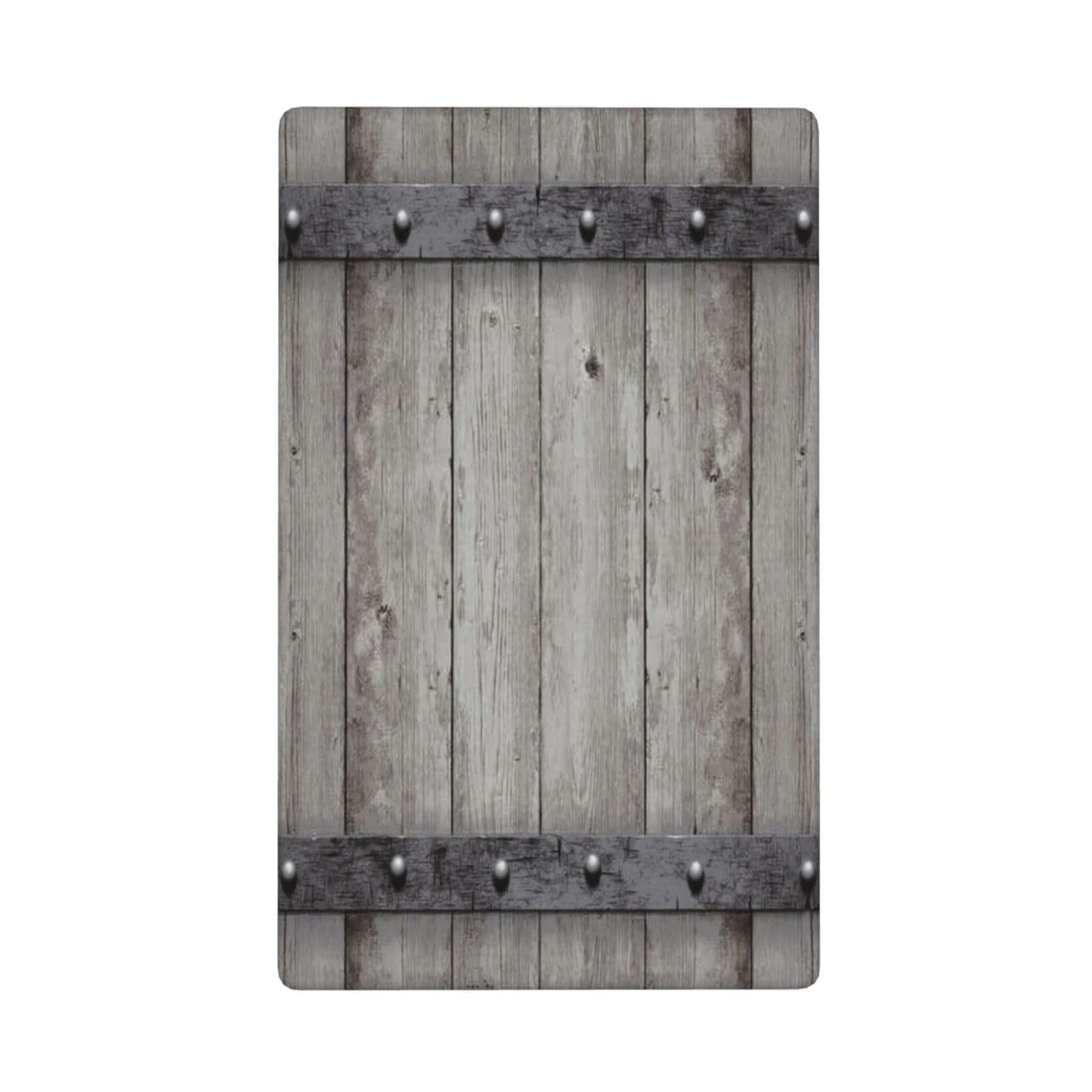 Farmhouse Grey Wood Barn Door Plastics Print Single Blank Light Switch Cover Plate 4.5" x 2.76" Rustic Country Gray Electrical Wall Plates Decorative for Bedroom Kitchen Bathroom Office Home