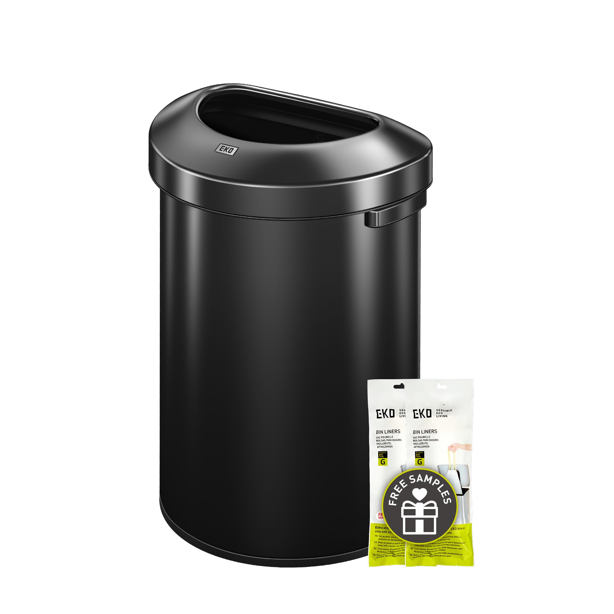 EKO Urban 21 Gallon Semi-Round Open Top Waste Bin Stainless Steel Half Round Commercial Trash Can for Indoor