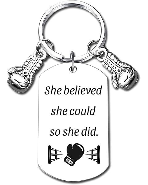 Inspirational Boxing Glove Keychain - Steel Appreciation Keepsake & Memorial Gift for Coach, Trainer, Colleague, Enthusiasts