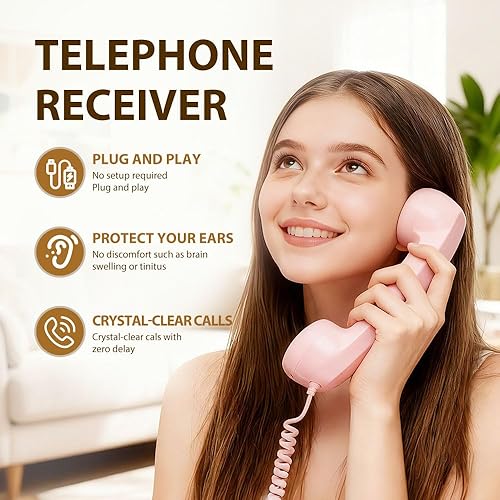 Miniatura 4 de Teléfono retro 2026, nuevo receptor de mango fijo estilo teléfono retro, teléfono retro con cable estilo teléfono receptor de mango fijo (tipo C,